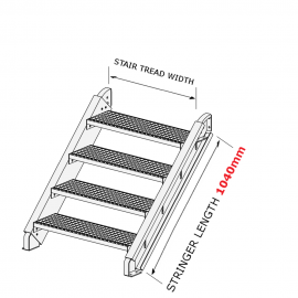Galvanized steel staircase for a total rise of 0,5 to 0,9 meters