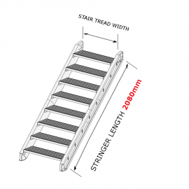 Galvanized steel staircase for a total rise of 1 to 1,8 meters