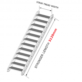 Galvanized steel staircase for a total rise of 1,5 to 2,7 meters