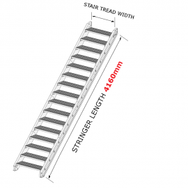 Galvanized steel staircase for a total rise of 2 to 3,6 meters