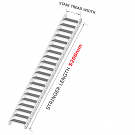 Galvanized steel staircase for a total rise of 2,6 to 4,5 meters
